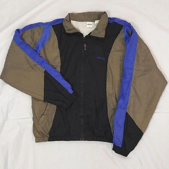VTG 90's Brooks Black Grey Colorblock Nylon Unisex Jacket Men's Medium - Picture 2 of 16